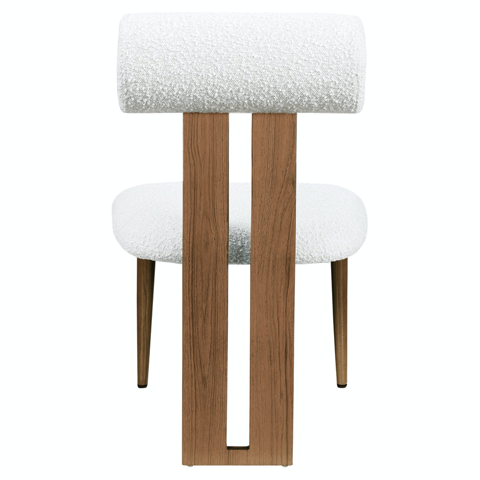 Chaise contemporaine en bois de noyer avec coussins rembourrés en tissu personnalisable.